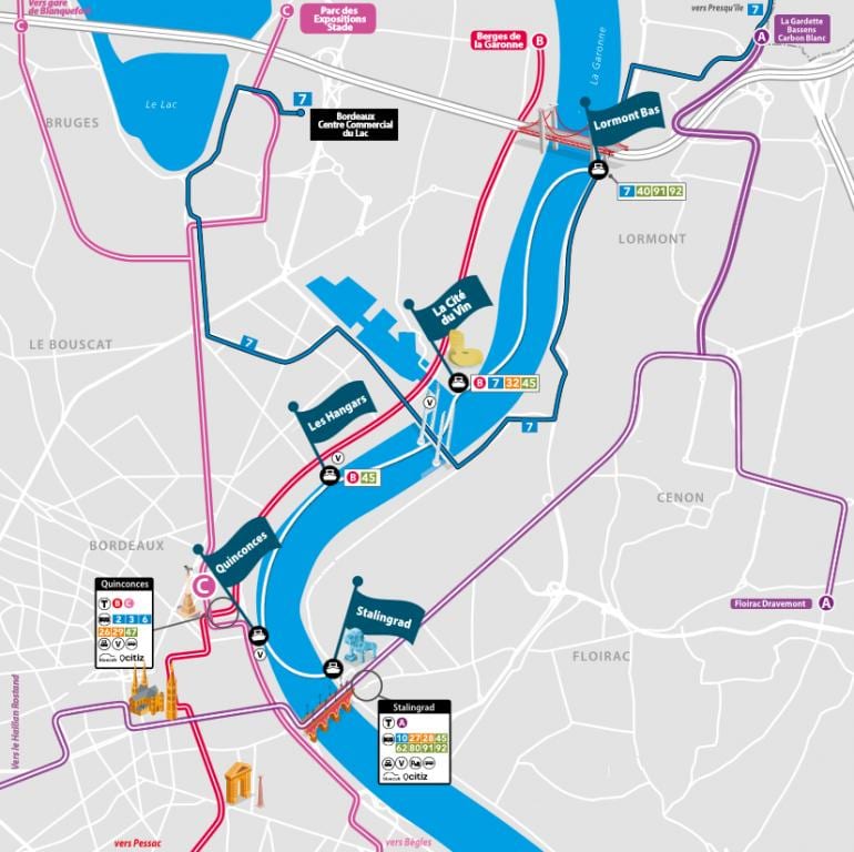 kart av Bordeaux båt