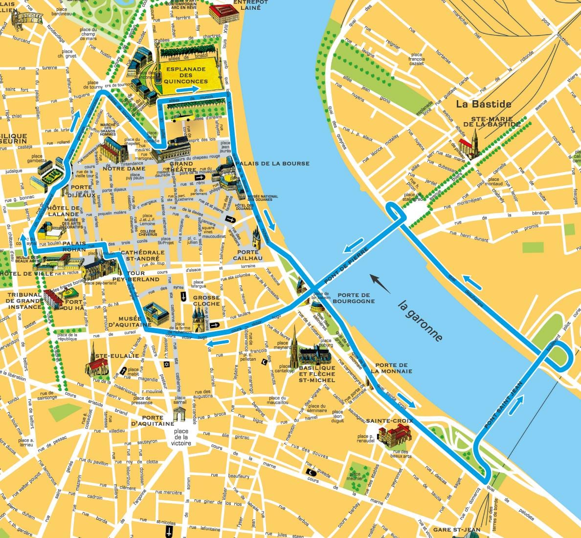 city map of Bordeaux, frankrike