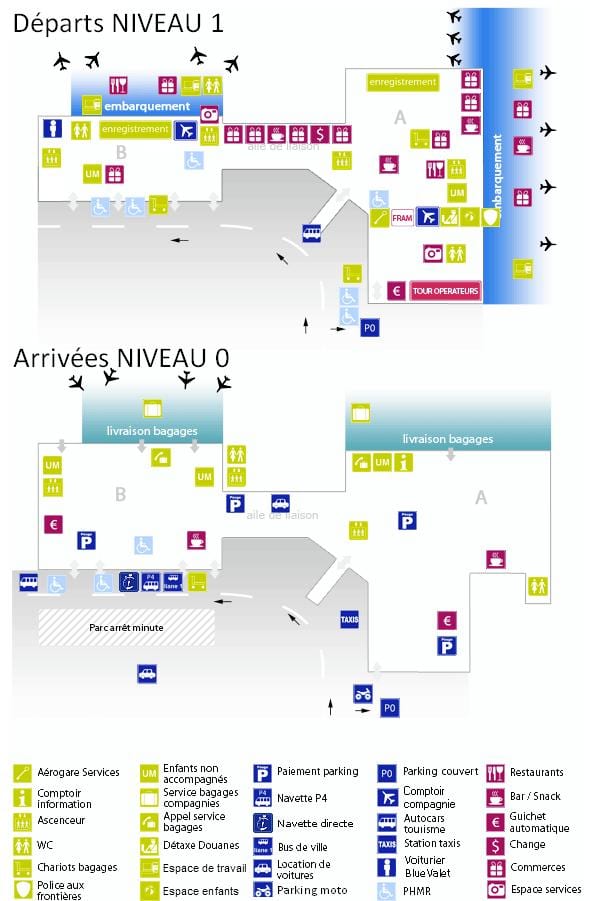 kart av Bordeaux flyplass