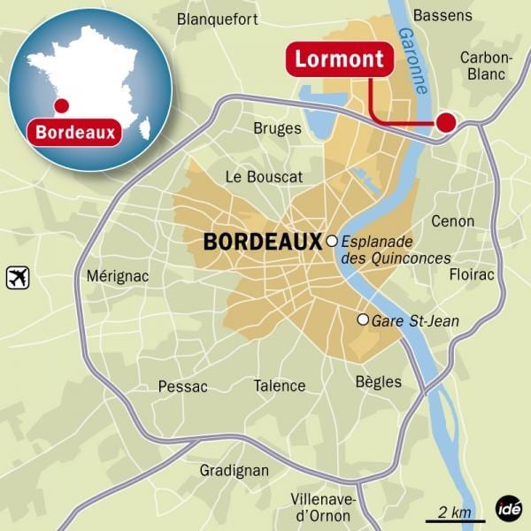 kart av Bordeaux forstad