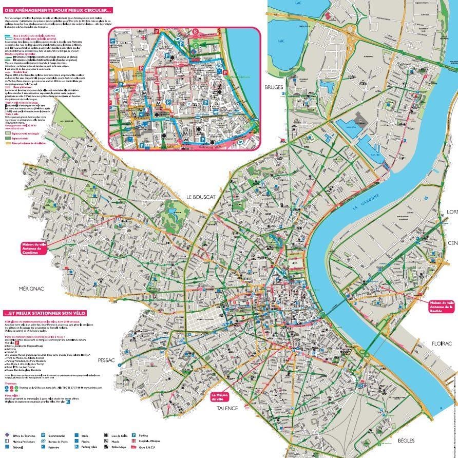 kart av Bordeaux sykkel