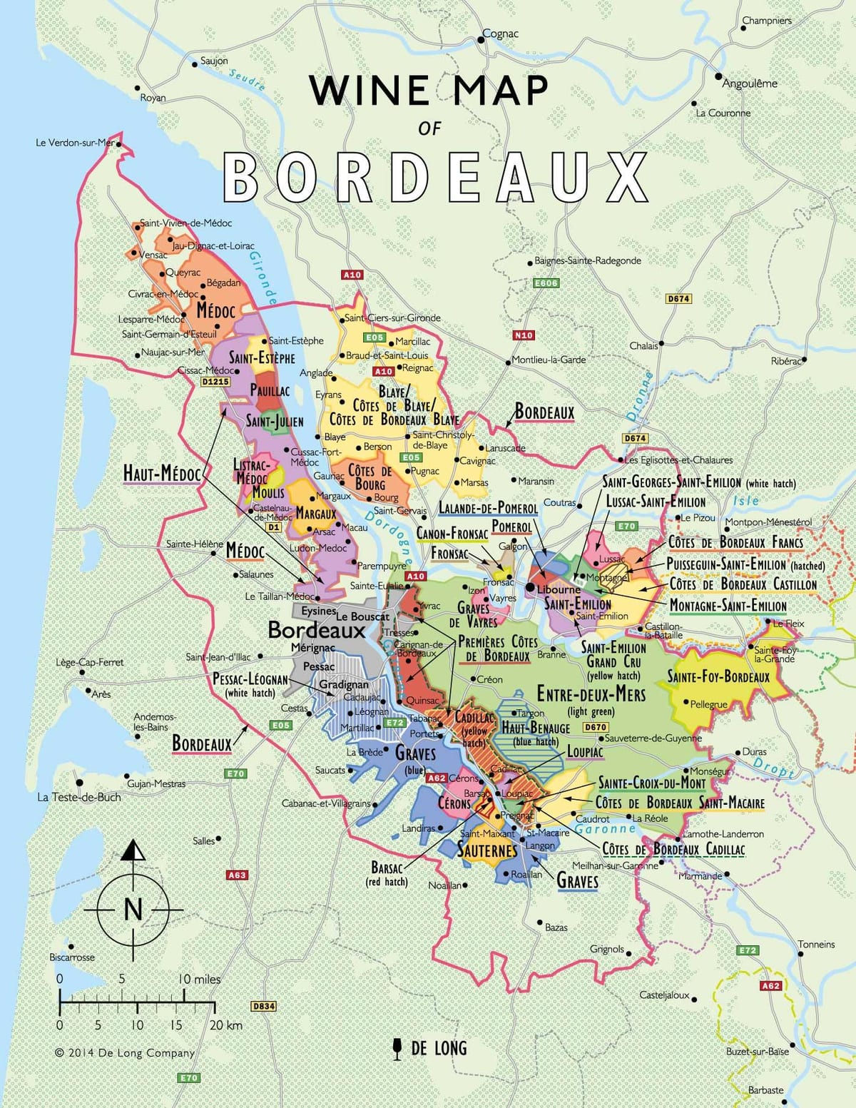 Bordeaux vingårder kart