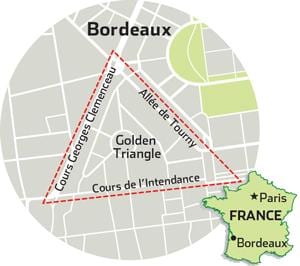 kart av Bordeaux golden triangle 