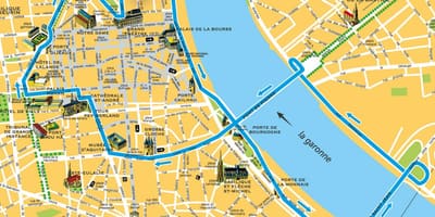 City map of Bordeaux, frankrike