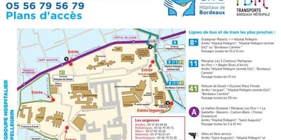 Kart av Bordeaux sykehus