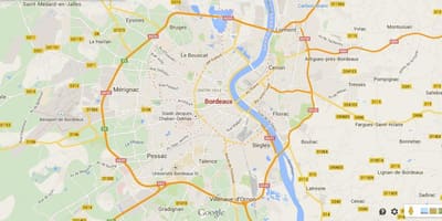 Kart Bordeaux-området, frankrike